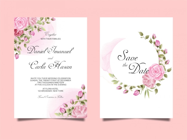 wedding invitations of roses in a watercolor style