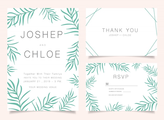 Vector wedding invitations set