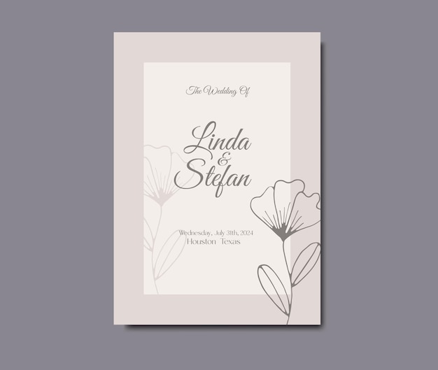 Vector wedding invitations with floral hand drawn floral