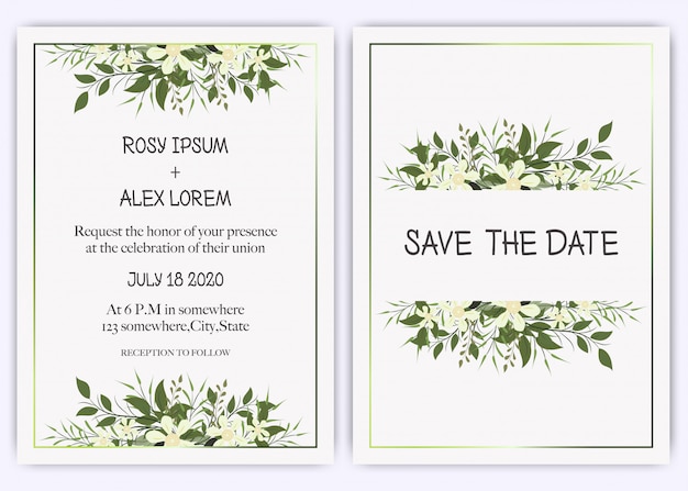 Wedding invite, invitation, save the date card design with elegant lavender  garden  anemone.