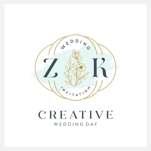 Wedding logo monogram Z and K ( Initial Name )