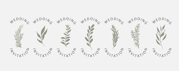 Wedding logos hand drawn elegant delicate monogram collection