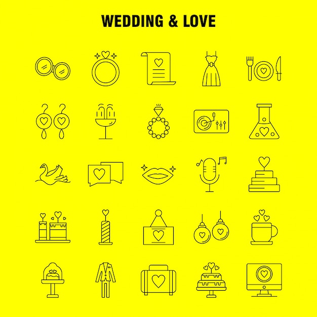 Wedding And Love Line Icons