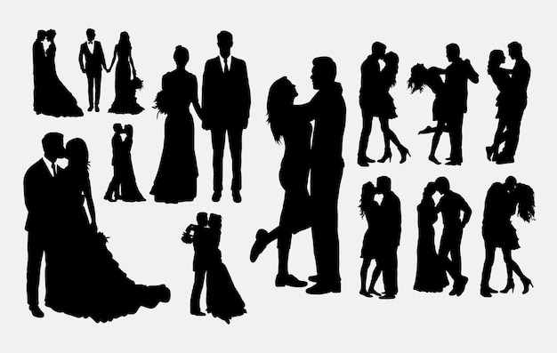 Wedding loving couple silhouette