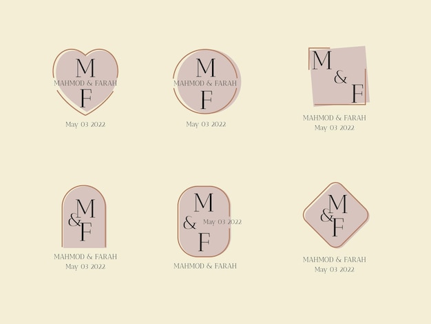 WEDDING MONOGRAM LOGO TEMPLATES COLLECTIONS SET VECTOR DESIGN ELEMENT