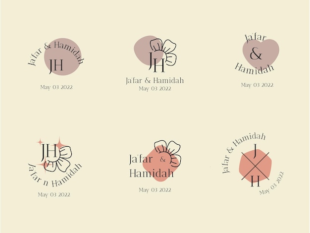 WEDDING MONOGRAM LOGO TEMPLATES COLLECTIONS SET VECTOR DESIGN ELEMENT