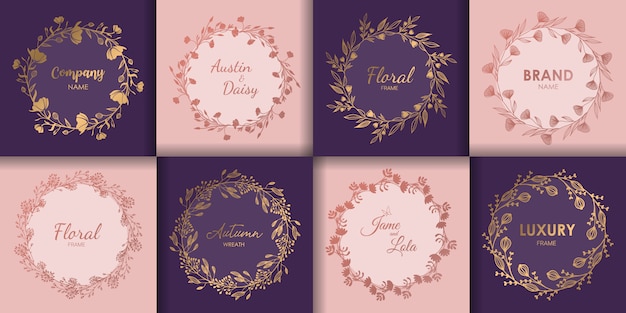 Wedding monograms and floral border set