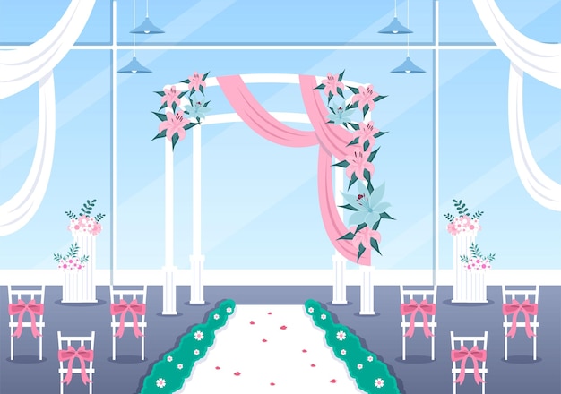 Wedding Organizer Illustration Providing Decoration Service or Making Plans Before Married Ceremony