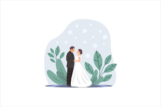 Vector wedding party flat design illustration