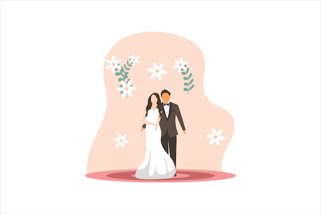 Vector wedding party flat design illustration