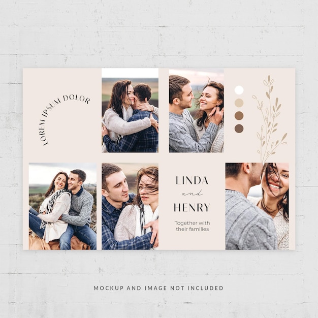 Wedding Photo Collage Flyer Vector Template