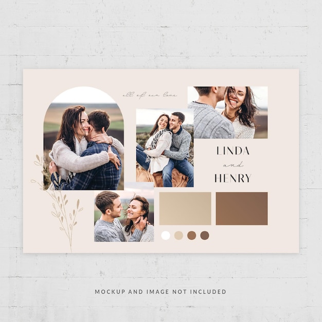 Wedding Photo Collage Flyer Vector Template