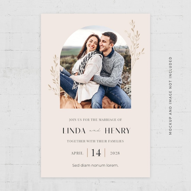 Wedding Photo Flyer Vector Template with Archway Photo Placeholder