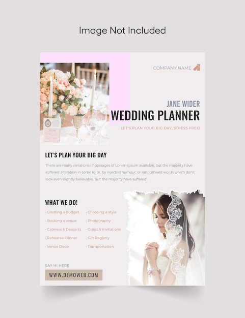 Wedding planner creative flyer design template