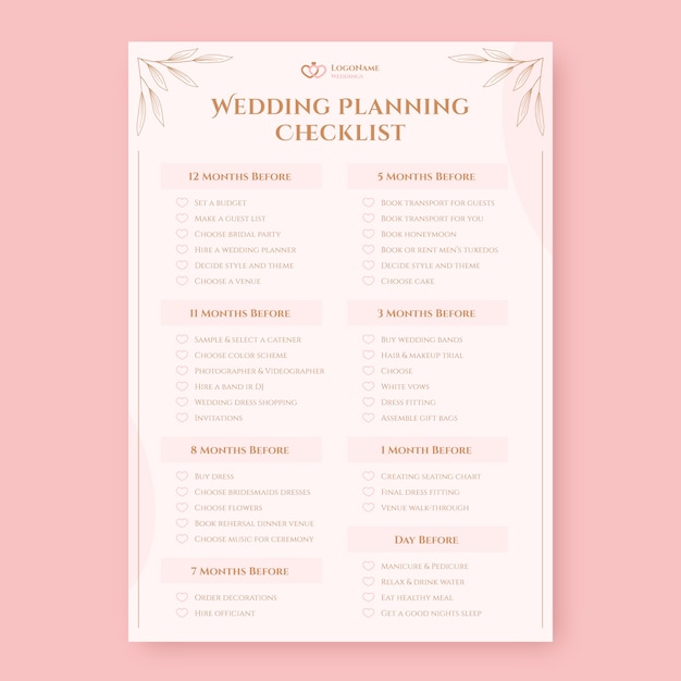 Vector wedding planning checklist template design