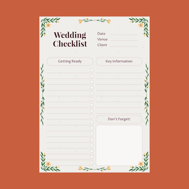 Wedding planning checklist template