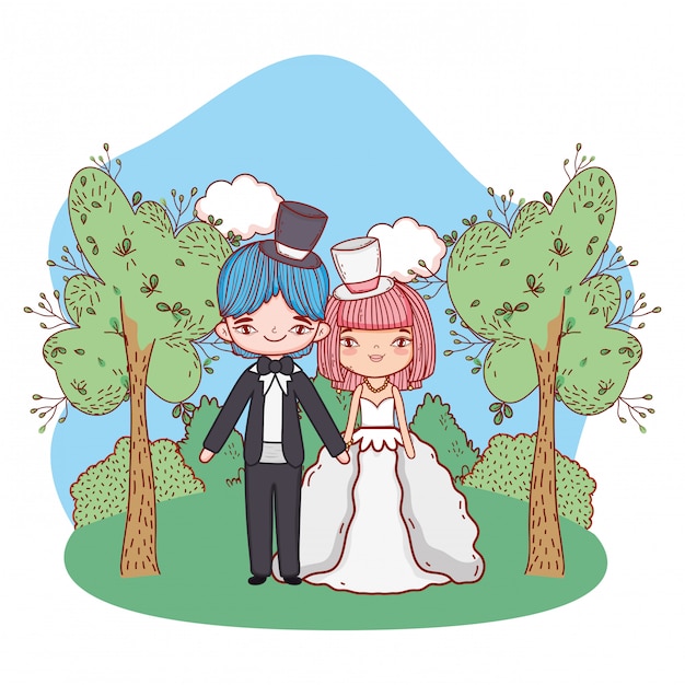 Vector wedding portrait cartoon