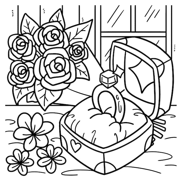 Wedding Ring Coloring Page for Kids