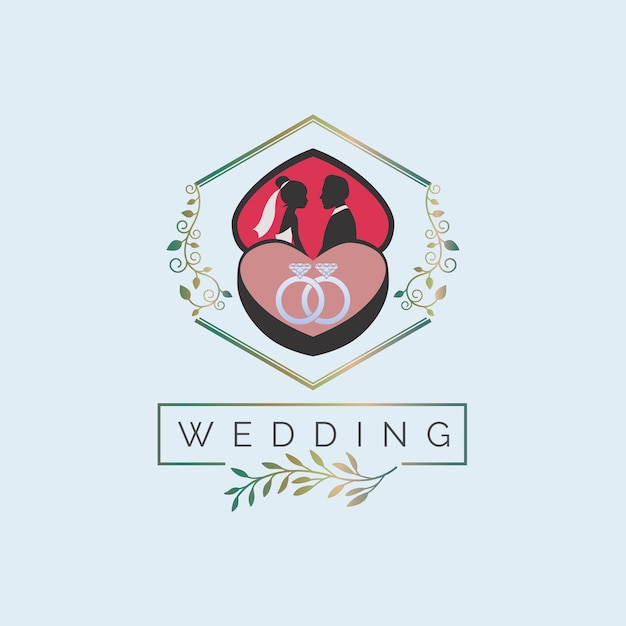 wedding ring couple logo template design for brand or company and other