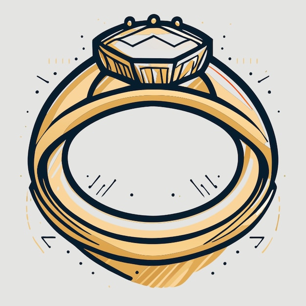 Vector wedding ring doodle vector illustration flat 2