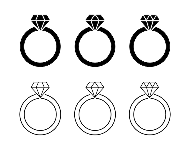 Wedding ring icon set Vector EPS 10