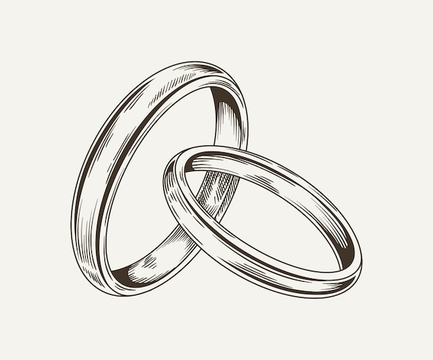 Vector wedding ring minimalistic sketch jewelry and accessory for marriage ceremony creativity and art