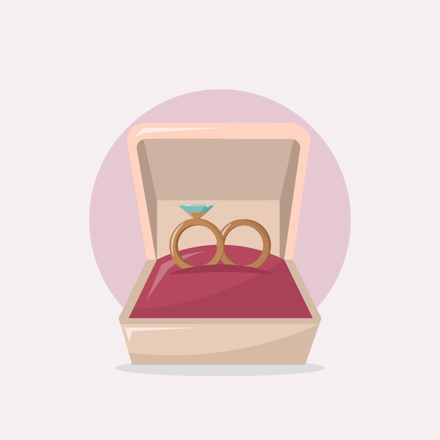 Wedding rings illustration design element flat icon