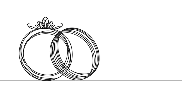 Vector wedding rings line art vector illustration