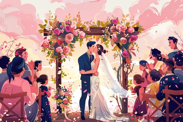 Wedding Scene With Romantic Couple