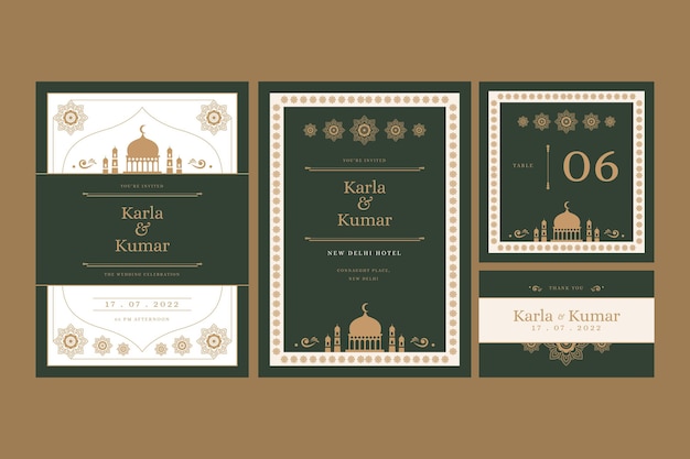 Wedding stationery for indian couple with oriental ornaments