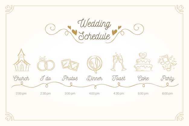 Vector wedding timeline in lineal style