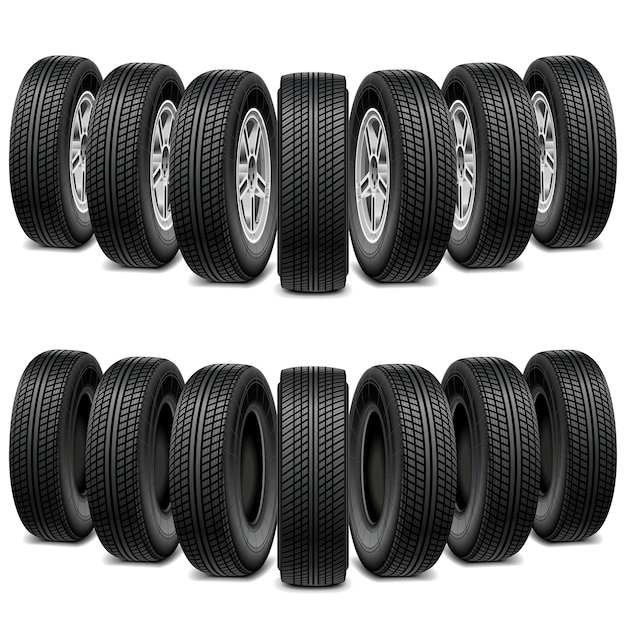 Vector wedge of tires isolated on white background