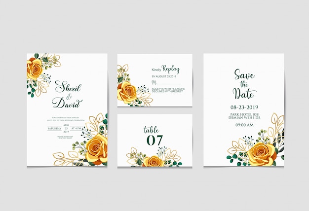 weding invitation set templete