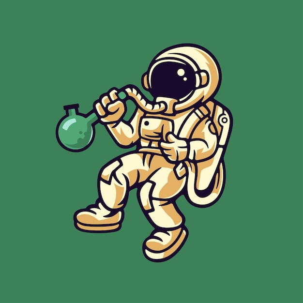 Weed Astranaut Sticker Tshirt Illustration