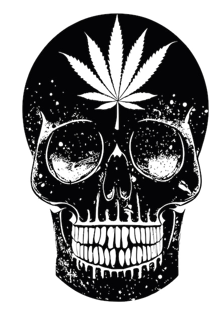 Vector weed marijuana skull illustration vector medical marijuana shop logo