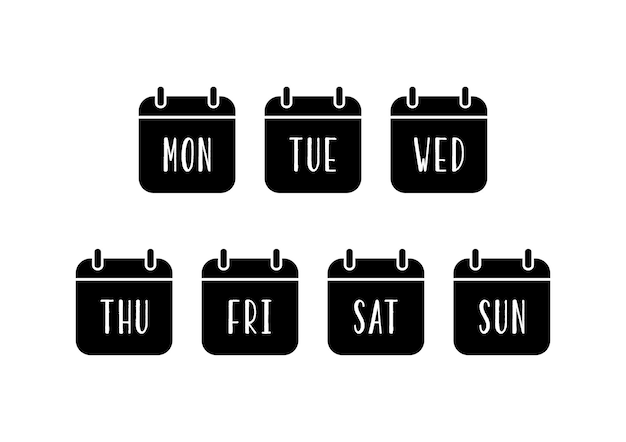 Week calendar flat icon on white background