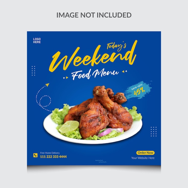 Weekend food menu social media promotion design template