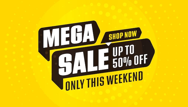 Weekend mega sale up to percent off sticker