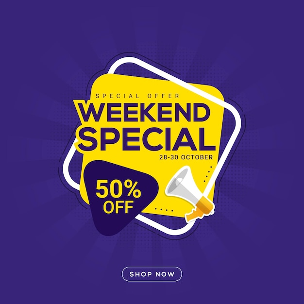 Weekend special offer banner sale discount promotion