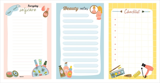 Weekly or daily note cards with everyday cosmetic procedures