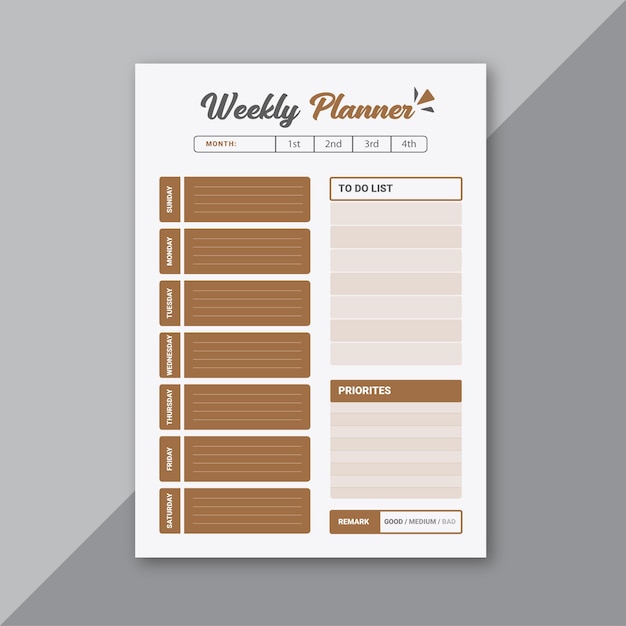 Weekly Planner Design Layout 2022