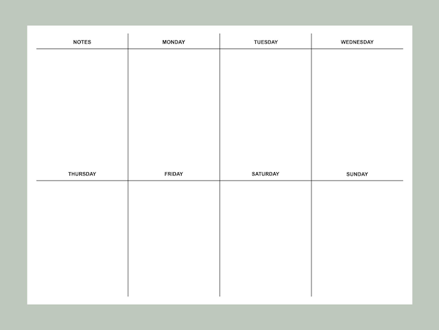 Weekly planner isolated on background. Vector illustration