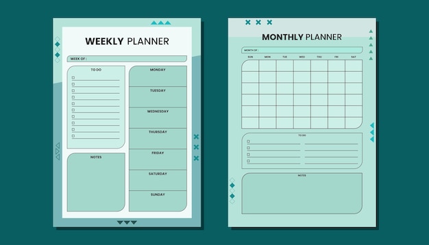 Vector weekly planner and monthly planner template