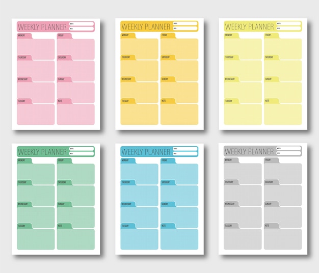 Weekly Planner One Page Monday Start 7 Days Planner