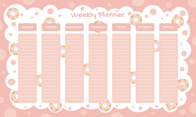 Weekly planner template. organizer and schedule with place for notes