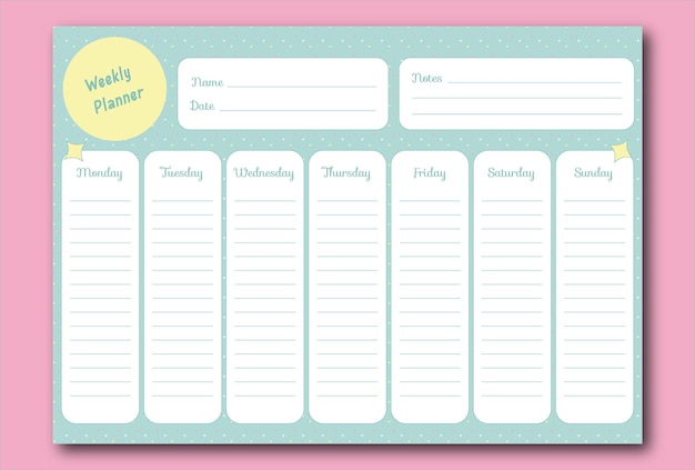 Weekly Planner using dotted background