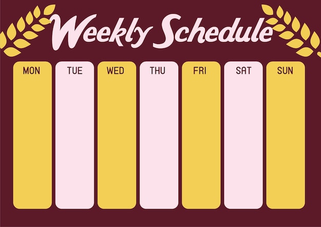 Weekly planner vector template