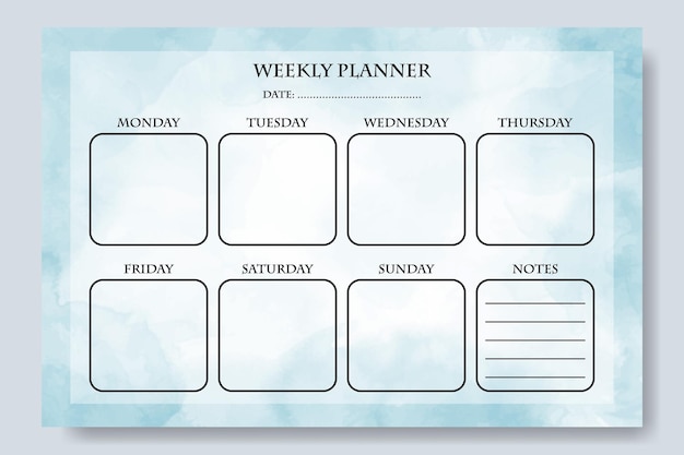 Weekly Planner Watercolor Abstract Background Template