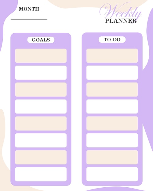 Weekly planner with to do list