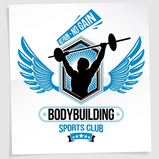 Weight-lifting championship promotion flyer created with vector illustration of athletic bodybuilder body silhouette holding barbell sport equipment. Weakness is a choice lettering.